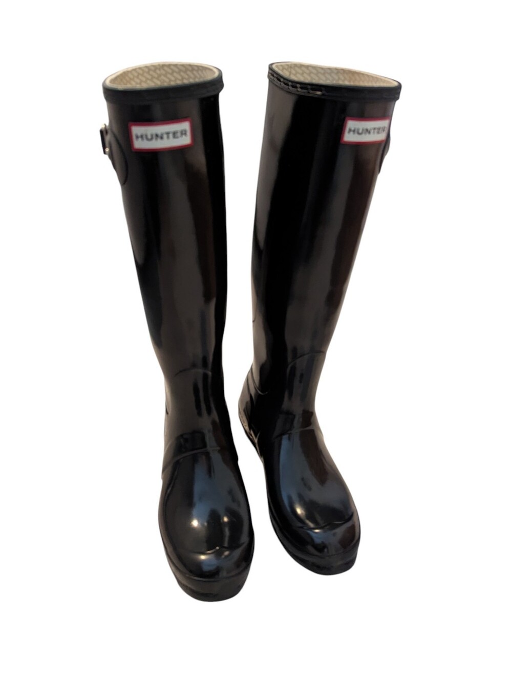 HUNTER Original Black Gloss Tall  Rain Boots Size 6